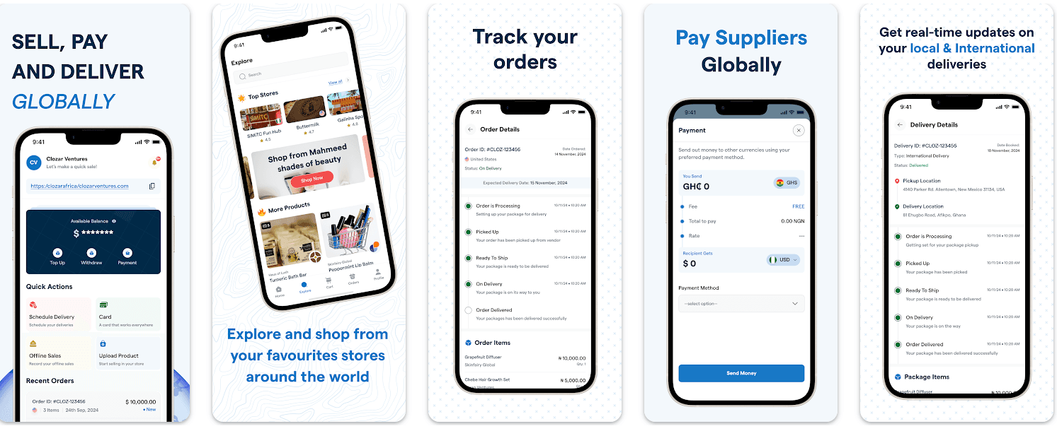 Clozar app screens
