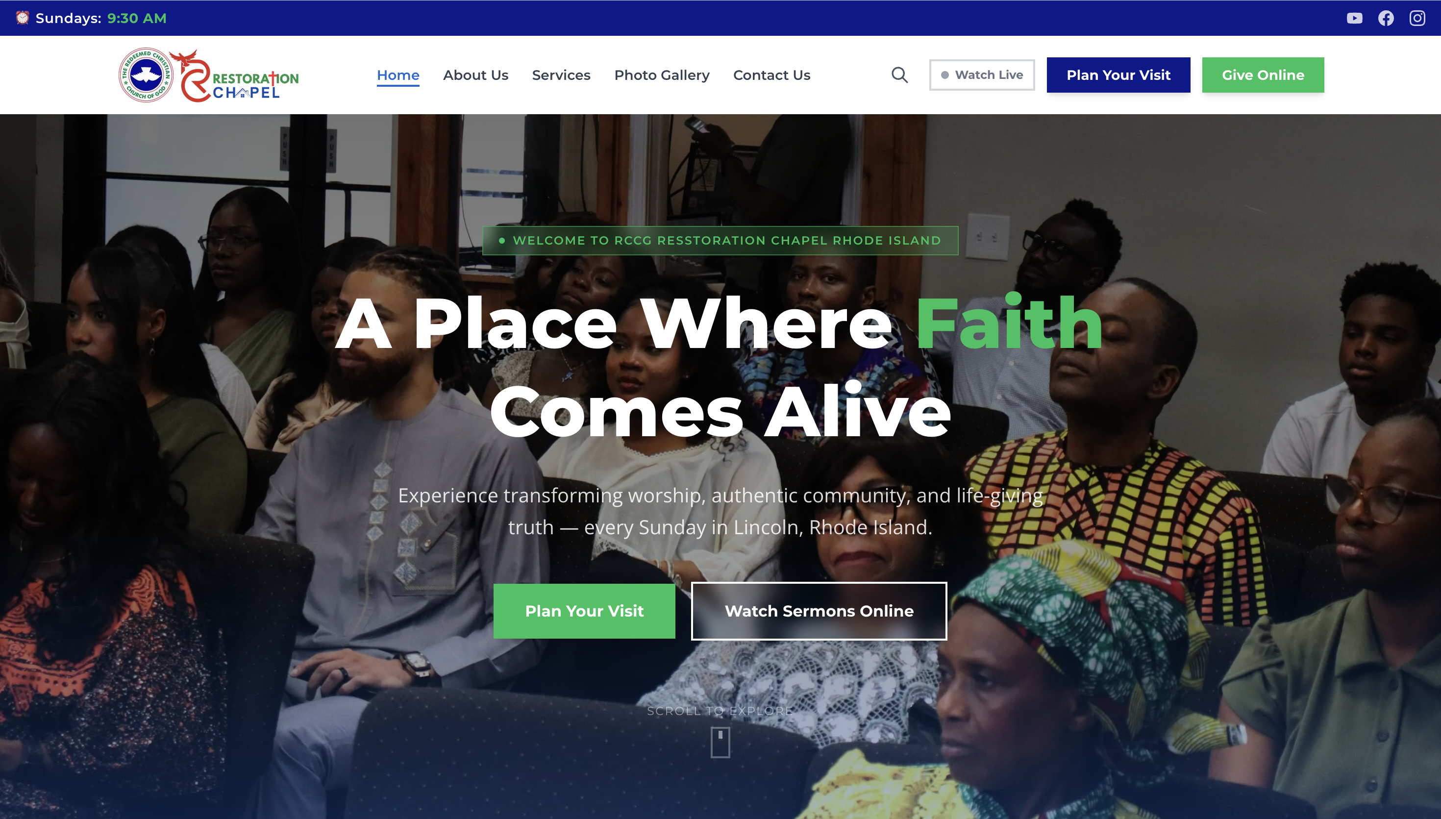 RCCG Restoration Chapel website preview