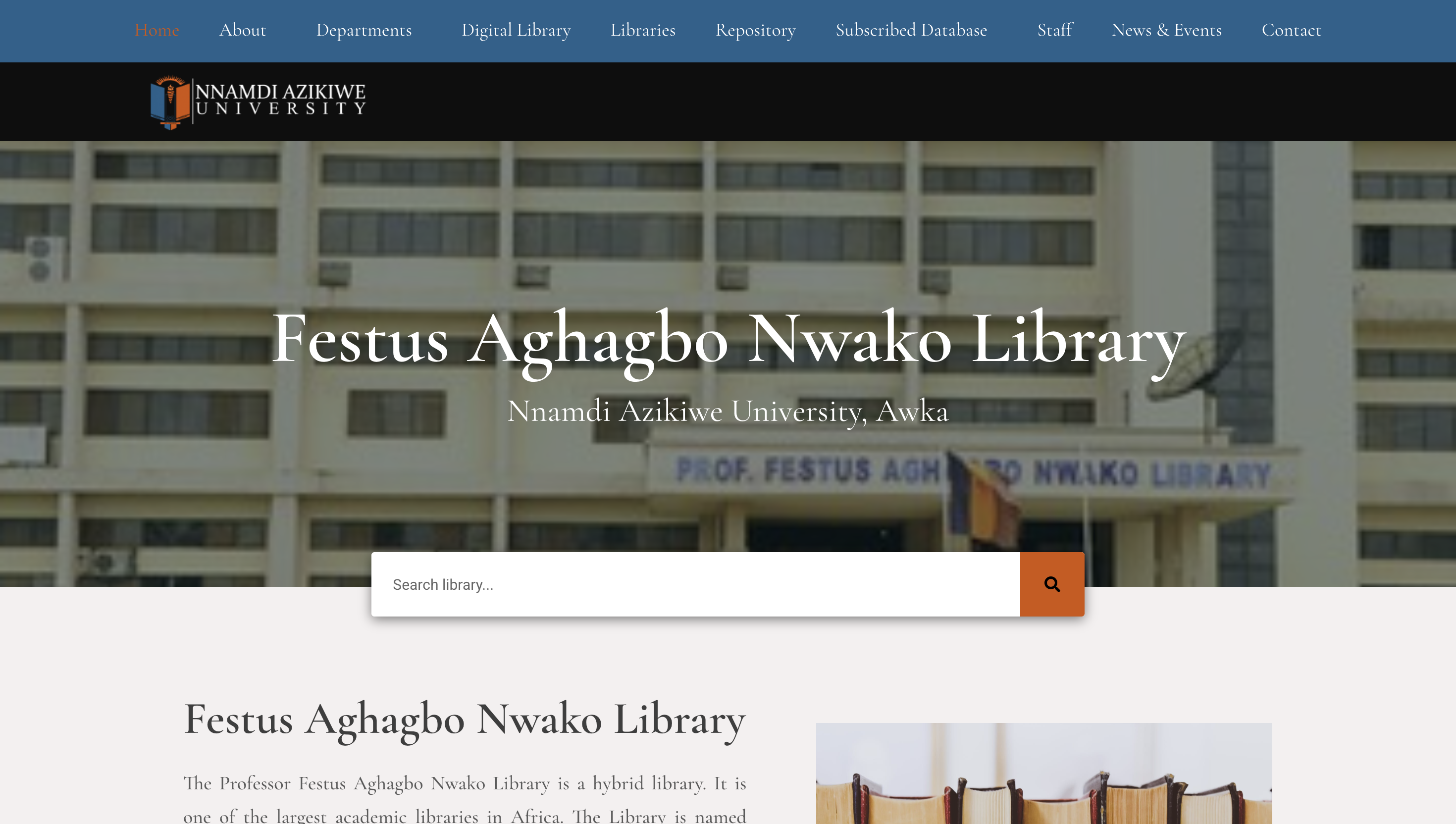 UNIZIK Digital Library website preview